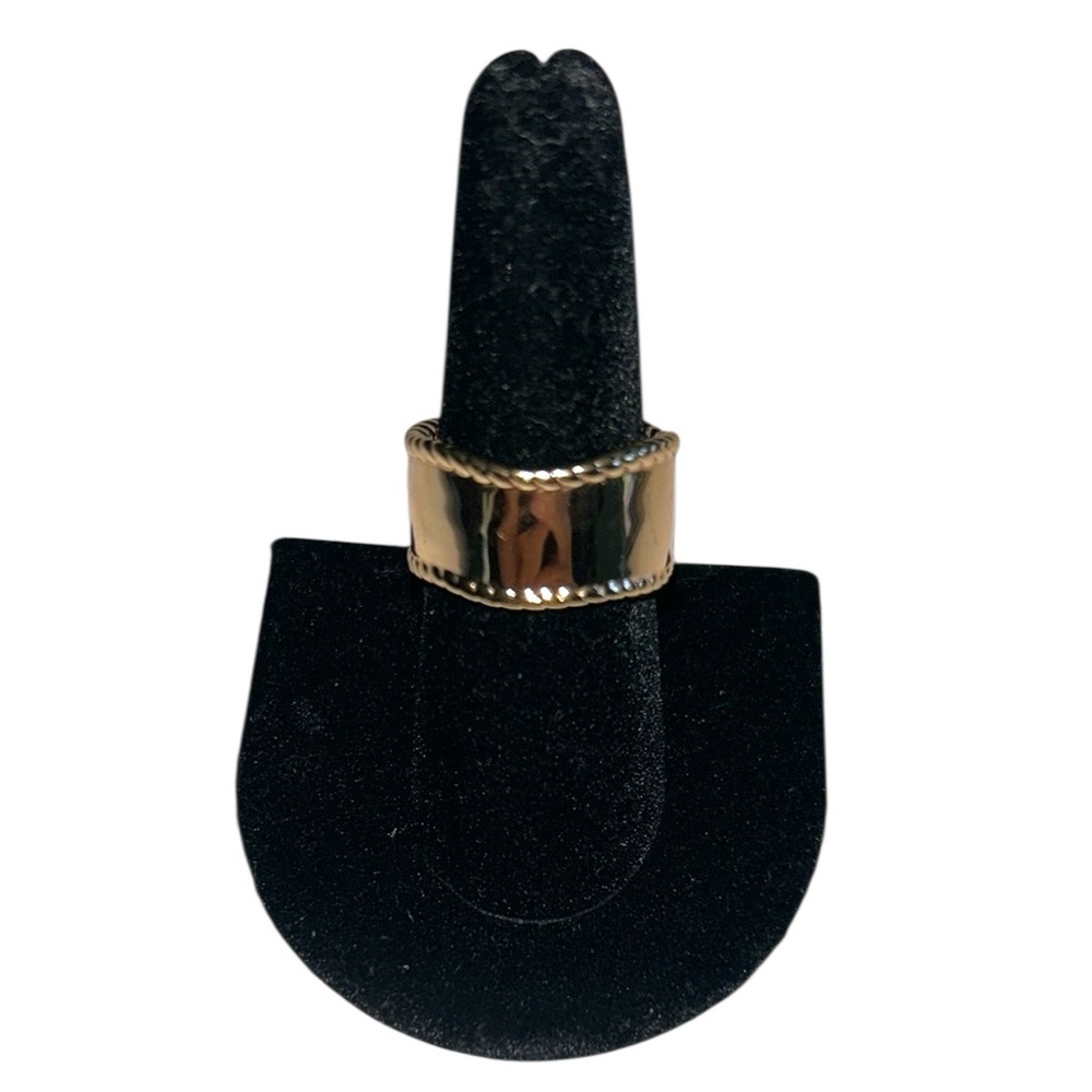 Handmade 14 kt Gold Plated 2 Tone Wide Band Ring